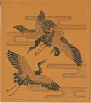 切り絵図案型紙:三羽鶴