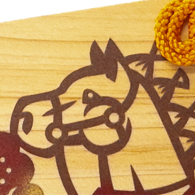 干支:午の絵馬飾り《午（うま）年》午-１（紐：オレンジ）部分拡大