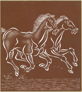 干支:午（うま）の色紙「疾駆」