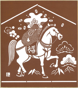 干支:午（うま）の色紙「福馬」