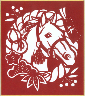 干支の豆（ミニ）色紙：注連縄