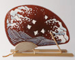 Japanese colored round fan "Naminitidori" Plover and wave