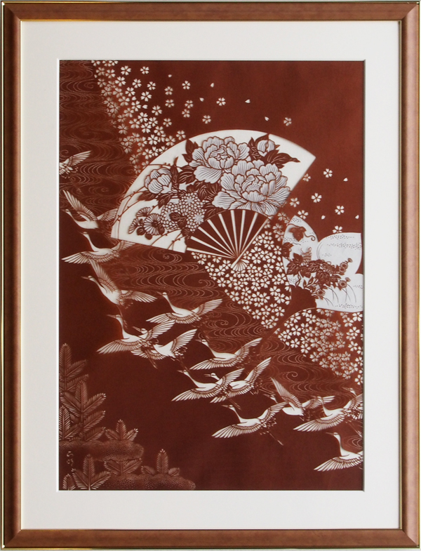 伊勢型紙の額「翔」（はばたき）99,000円