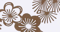型紙付き図案-A3-79【松ヶ枝に梅と扇】部分拡大