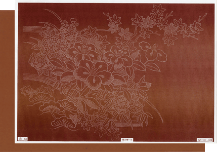 錐文様（Ａ３サイズ）１４:地紙に椿と菊（松、笹、紅葉）