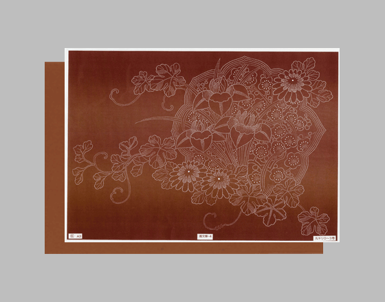 型紙付き図案：錐文様（Ａ３サイズ）4【杜若に菊と梅】