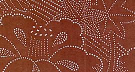 型紙付き図案-錐文様（色紙サイズ）１４:地紙に椿と菊（松、笹、紅葉）拡大