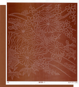 錐文様（色紙サイズ）７:菊に波と柴垣