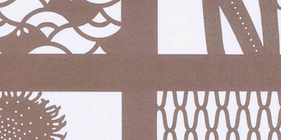 型紙付き図案-小紋と花-７【ネリネとアザミ、変わり分銅繋ぎと網干】部分拡大