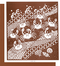 型紙付き図案-海の生き物-3（にぎわい浜）