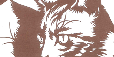 型紙付き図案-猫-４【円窓に虎猫】部分拡大