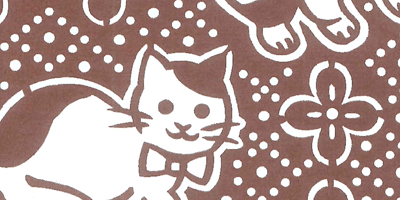 型紙付き図案-猫-９【錐格子模様に猫】部分拡大
