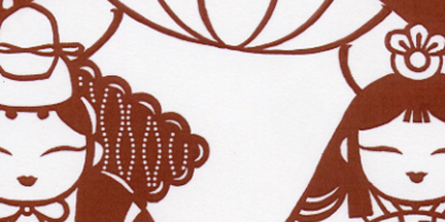 型紙付き図案-お雛さま-１６【桜と貝合わせ】部分拡大