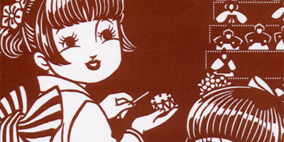 型紙付き図案-お雛さま-２０【楽しいひな祭り】部分拡大