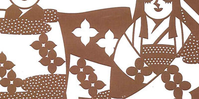 型紙付き図案-お雛さま-２５【紙雛に絣模様】部分拡大