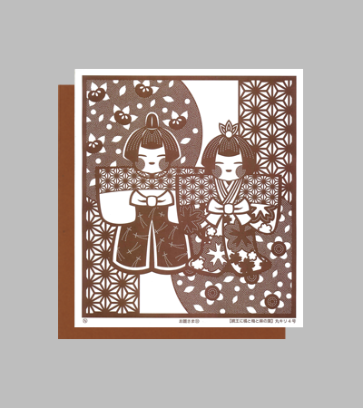 型紙付き図案：お雛さま-３０【親王に橘と梅と麻の葉】