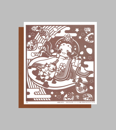 型紙付き図案：お雛さま-３４【おひなさま-ハートと星と貝あわせ】