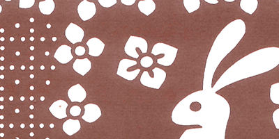 型紙付き図案-卯-１４【行儀小紋に花とうさぎ】部分拡大