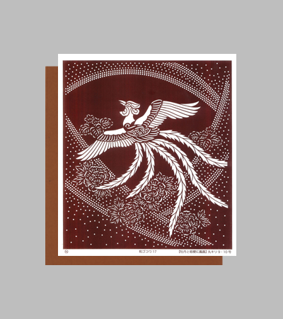 型紙付き図案：和ゴコロ-１７【牡丹と桔梗に鳳凰】