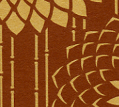 手彫りのポストカード「竹縞に菊」部分拡大