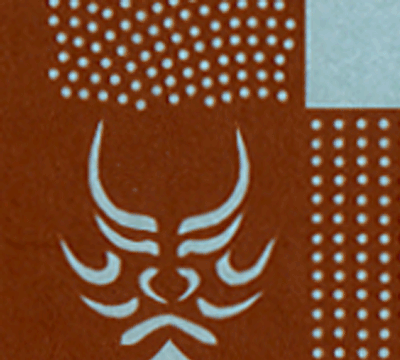 手彫りのポストカード「歌舞伎紋」部分拡大