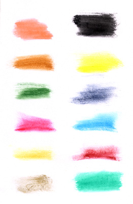 顔彩絵の具　「四季の彩」紙の上の発色